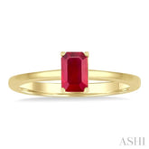 6x4 MM Octagon Shape Ruby Precious Solitaire Ring in 14K Yellow Gold